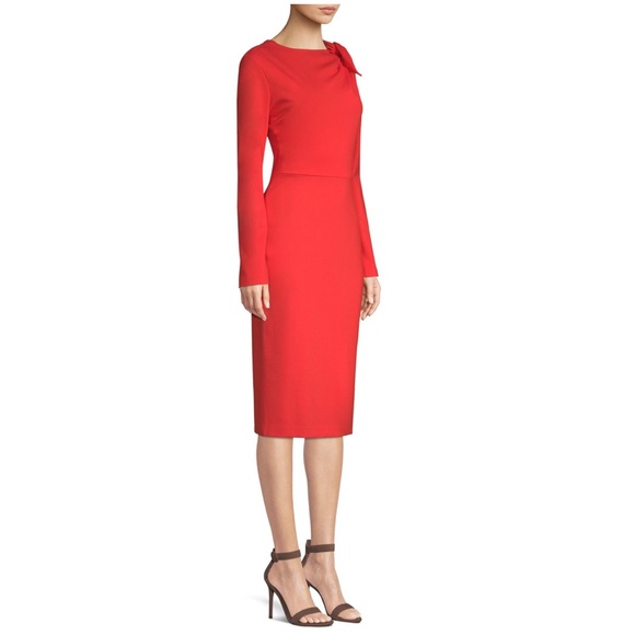Escada Dresses Escada Demina Red Ruby Long Sleeve Knotted Jersey